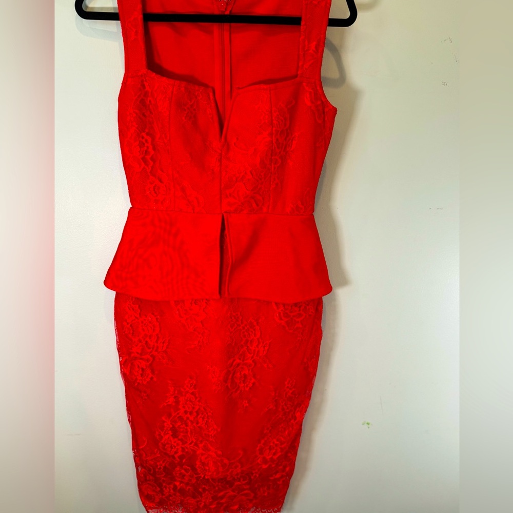 Bright Red bandage dress with lace. Size S. Boutique Dress. Never worn.